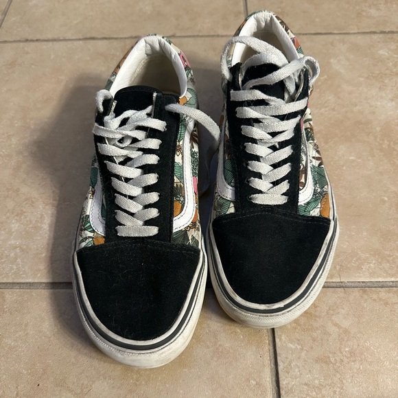 Plant pattern lace up vans unisex womens 8 men’s 6.5 - Picture 2 of 3